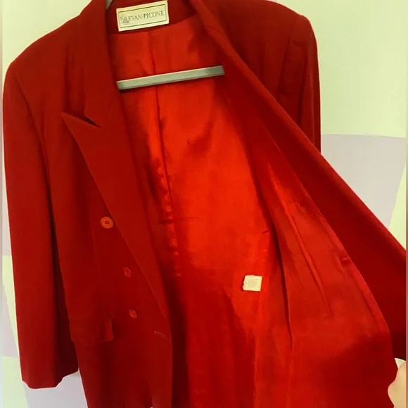 Vintage Red Double-breasted Blazer - Picture 5 of 15